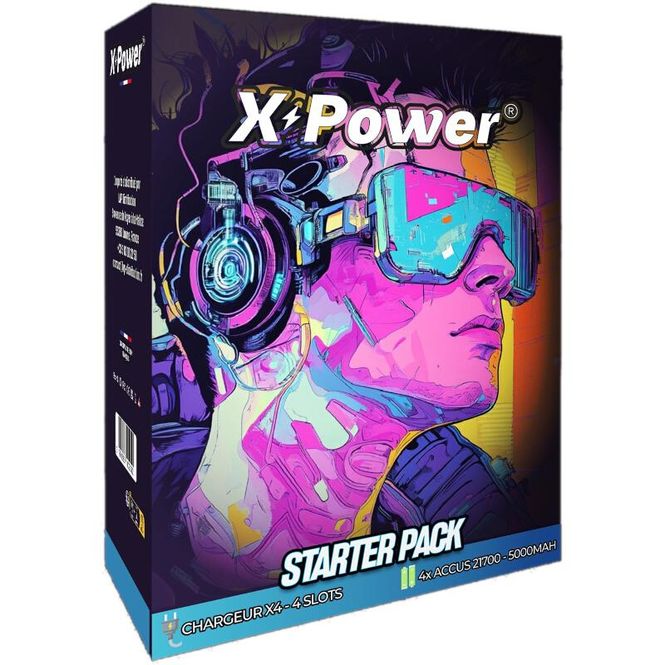 Hovedbilde X-Power X4 Lader med 4x 21700 (5000mAh) batterier